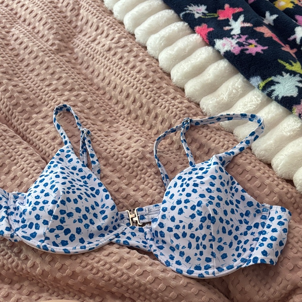 Blue and White Patterned Womens Swimsuit Top